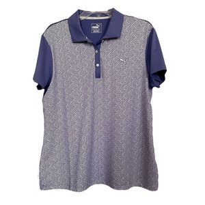 Puma Golf Womens Sz XL Purple and White Print Polo Top